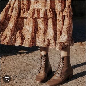 Brown Lace-Up Ankle Boots